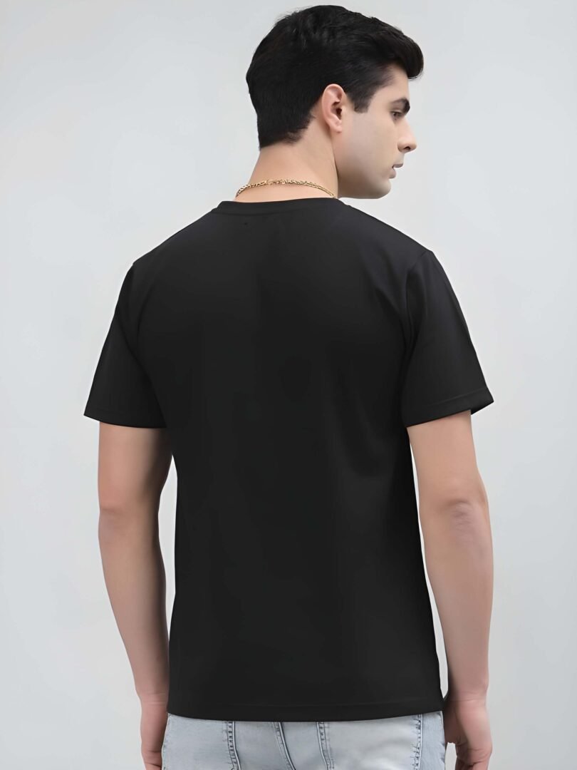 Black Graphic Print Cotton Regular T-Shirt for Men  Casual Wear by Just Casual - Image 5