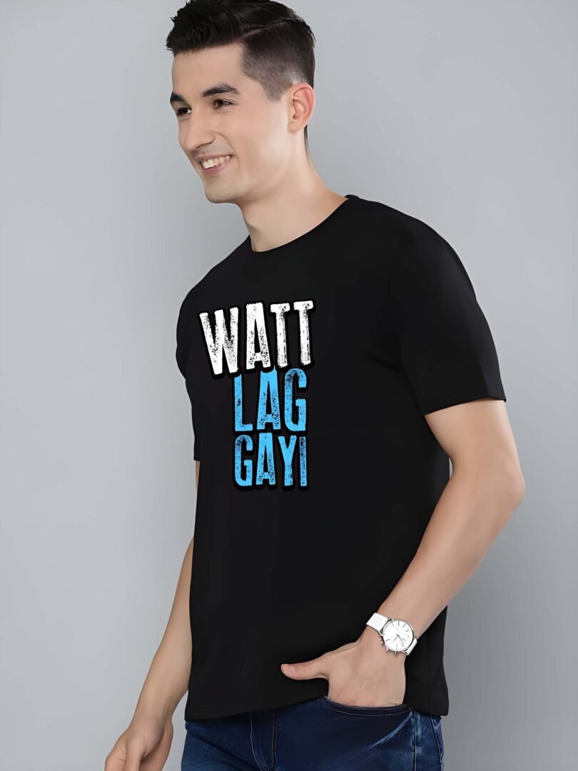 Black Graphic Print Cotton Regular T-Shirt for Men  Casual Wear by Just Casual - Image 4