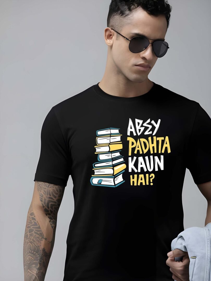 Black Graphic Print Cotton Regular T-Shirt for MenCasual Wear by Just Casual - Image 4