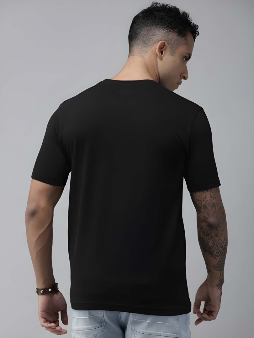 Black Graphic Print Cotton Regular T-Shirt for MenCasual Wear by Just Casual - Image 5