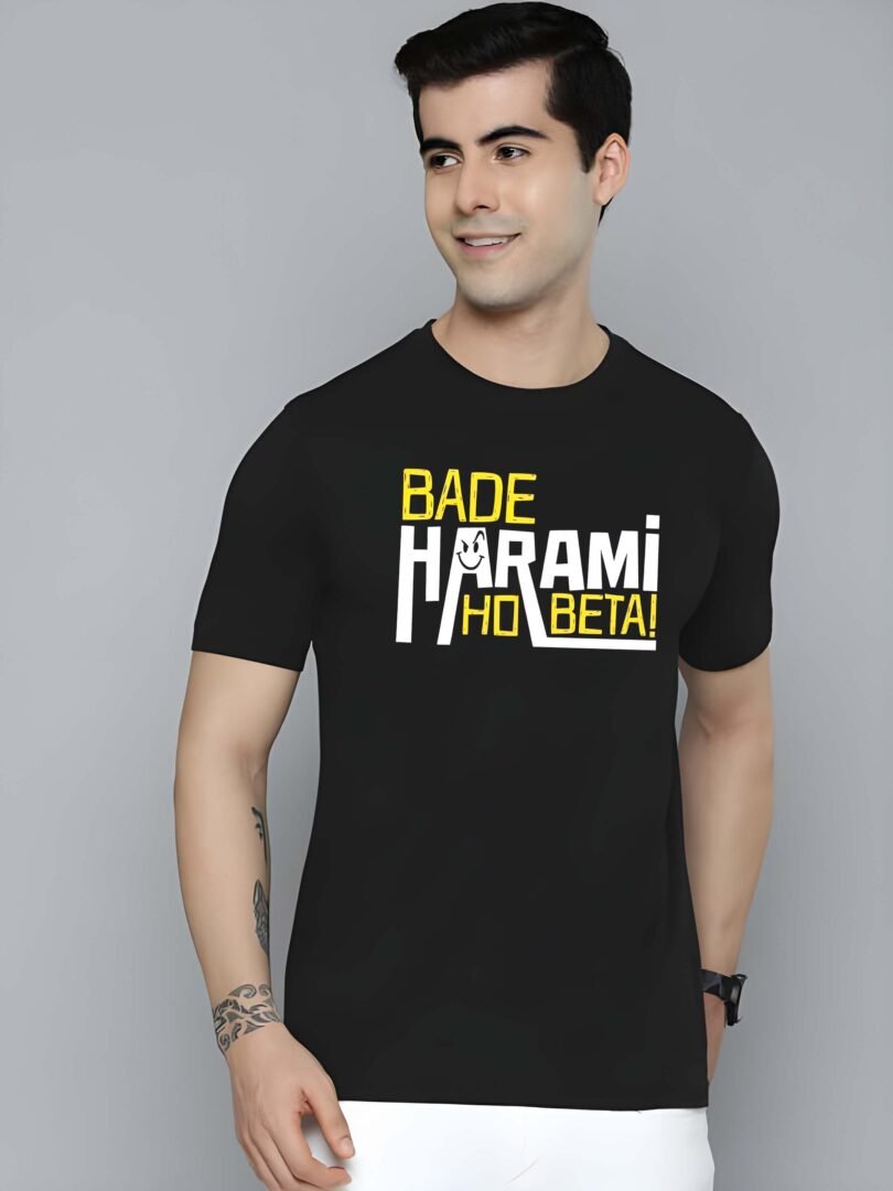 Black Graphic Print Cotton Regular T-Shirt for Men  Casual Wear by Just Casual - Image 2