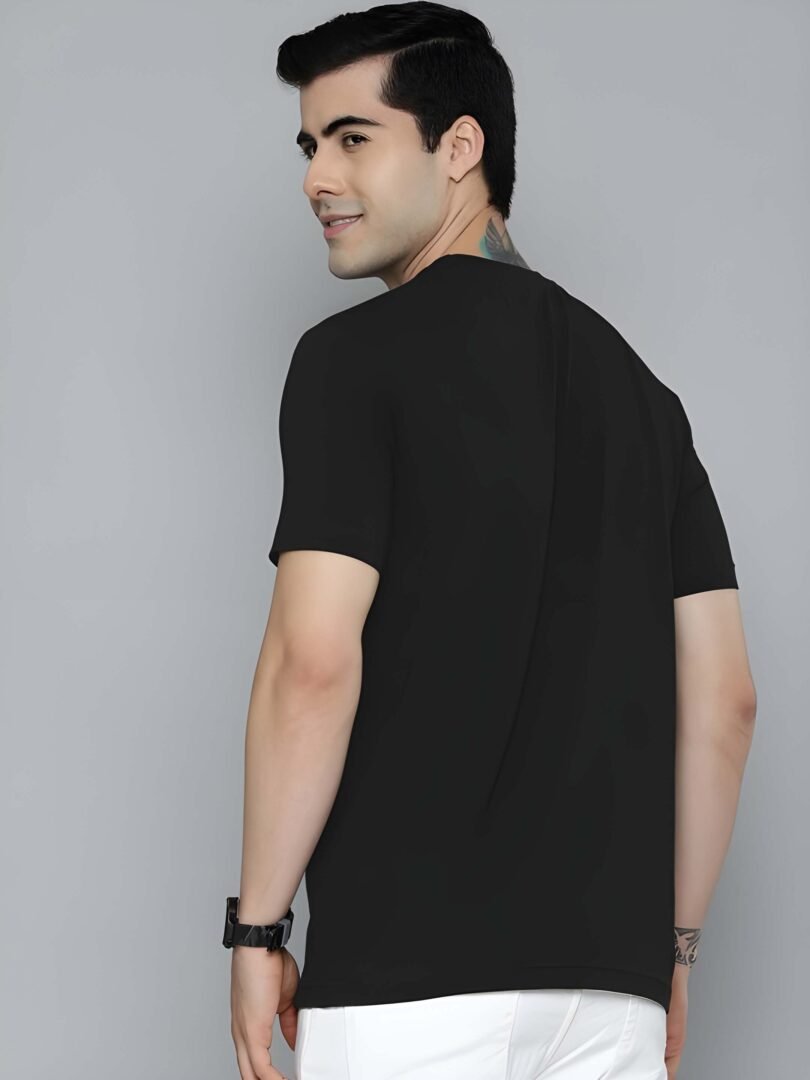 Black Graphic Print Cotton Regular T-Shirt for Men  Casual Wear by Just Casual - Image 5