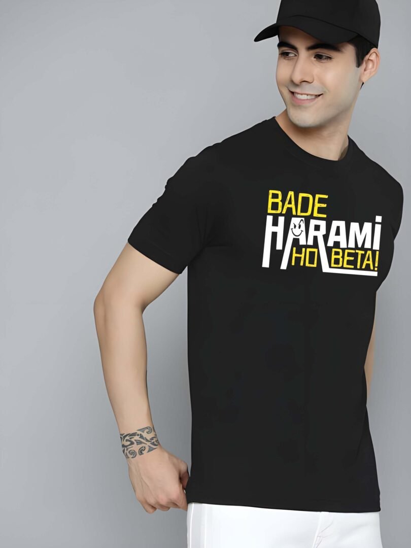 Black Graphic Print Cotton Regular T-Shirt for Men  Casual Wear by Just Casual - Image 3