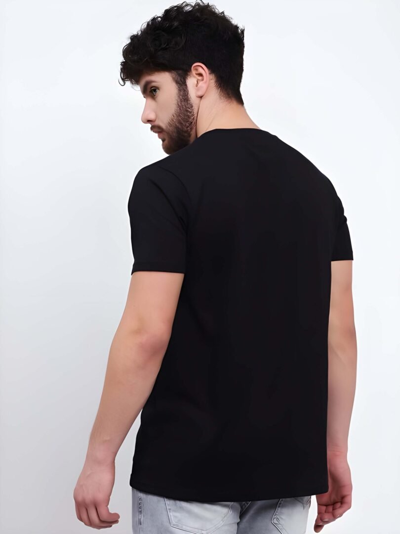 Black Graphic Print Cotton Regular T-Shirt for Men  Casual Wear by Just Casual - Image 5