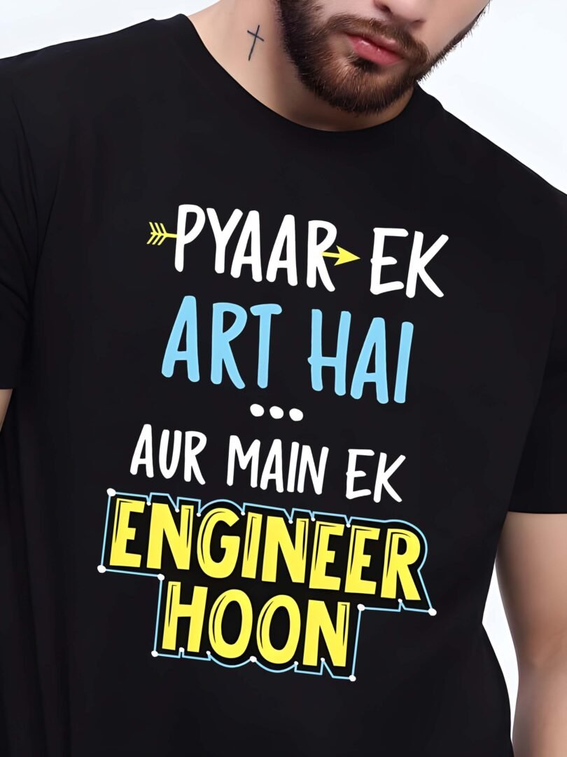 Black Graphic Print Cotton Regular T-Shirt for Men  Casual Wear by Just Casual - Image 3