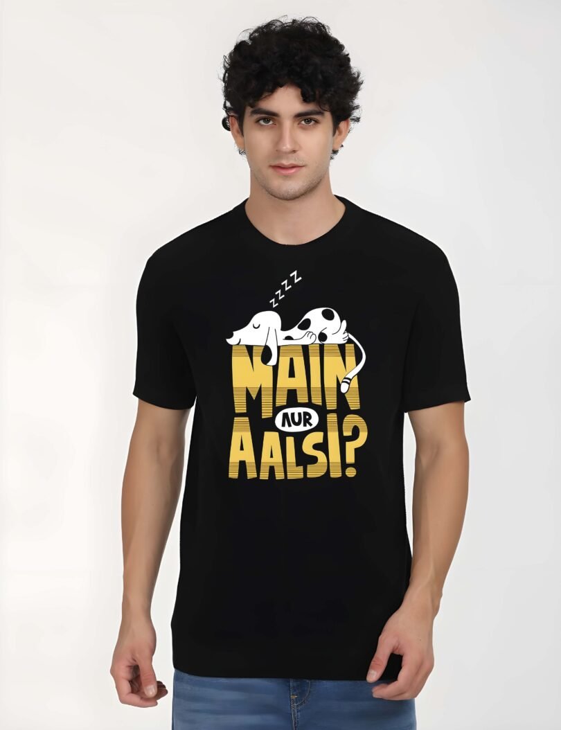 Black Graphic Print Cotton Regular T-Shirt for Men Casual Wear by Just Casual - Image 4
