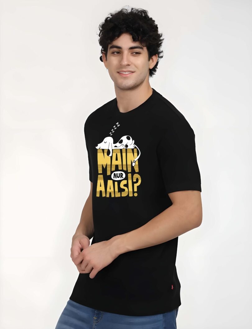 Black Graphic Print Cotton Regular T-Shirt for Men Casual Wear by Just Casual - Image 2