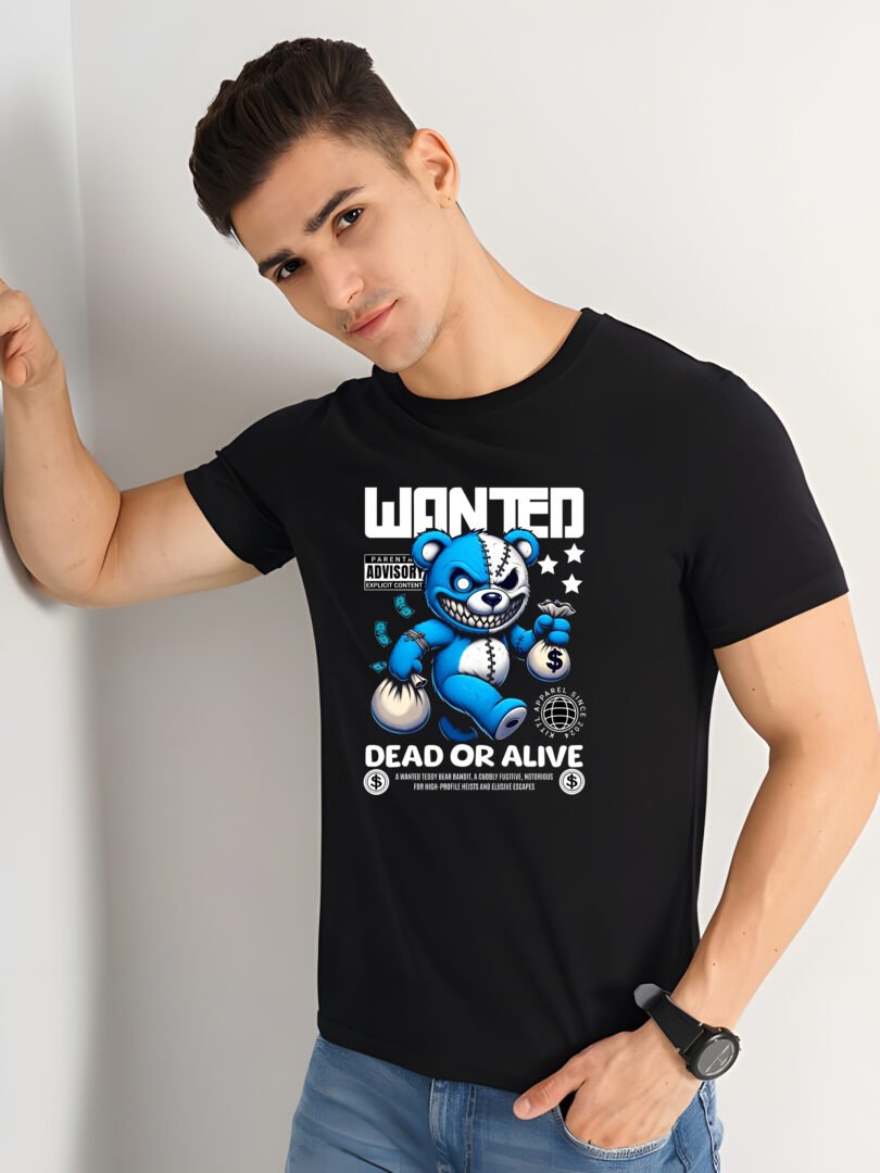 Black Graphic Print Cotton Regular T-Shirt for Men Casual Wear by Just Casual - Image 2
