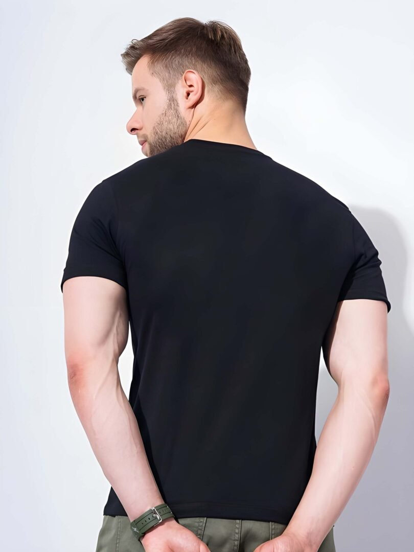 Black Graphic Print Cotton Regular T-Shirt for Men  Casual Wear by Just Casual - Image 5