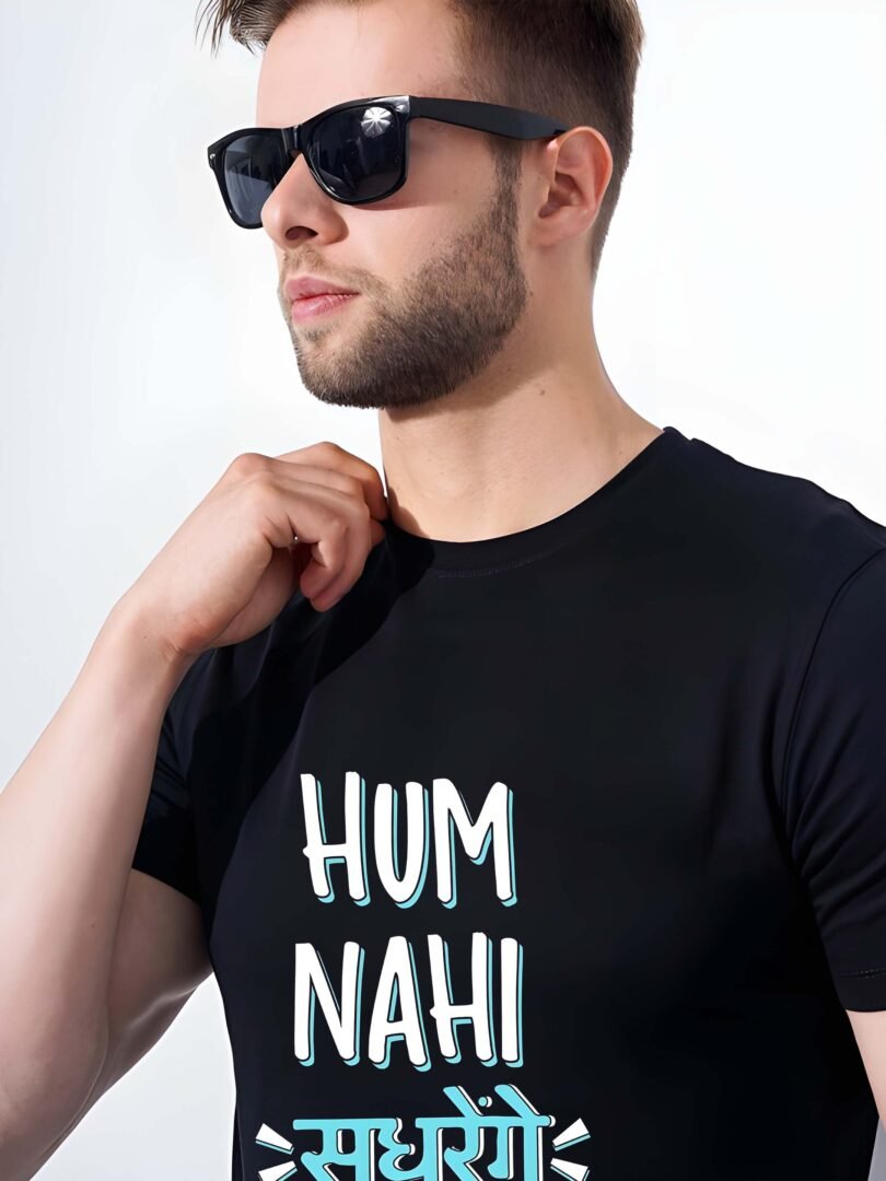 Black Graphic Print Cotton Regular T-Shirt for Men  Casual Wear by Just Casual - Image 2