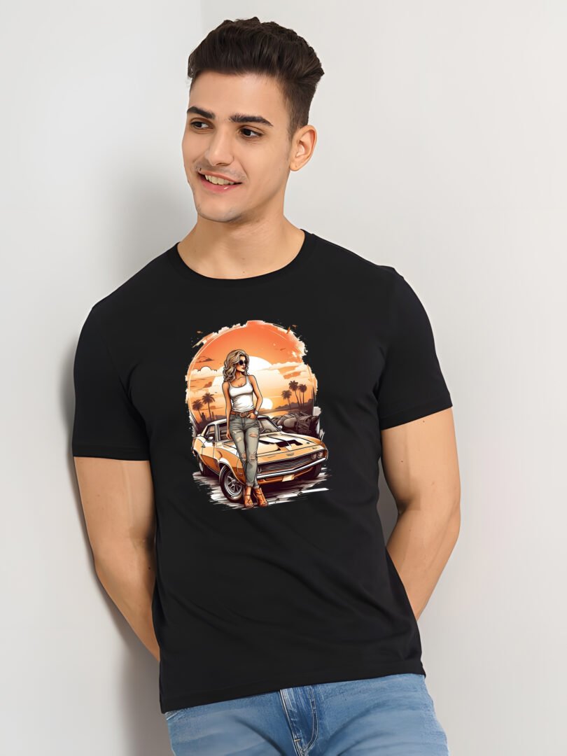 Black Graphic Print Cotton Regular T-Shirt for Men Casual Wear by Just Casual - Image 2