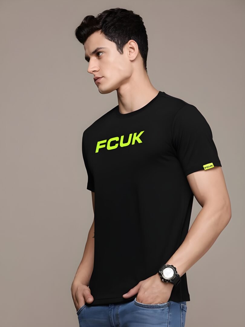 Black Graphic Print Cotton Regular T-Shirt for Men Casual Wear by Just Casual - Image 4