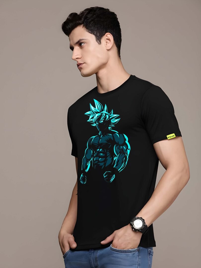 Black Graphic Print Cotton Regular T-Shirt for Men Casual Wear by Just Casual - Image 3