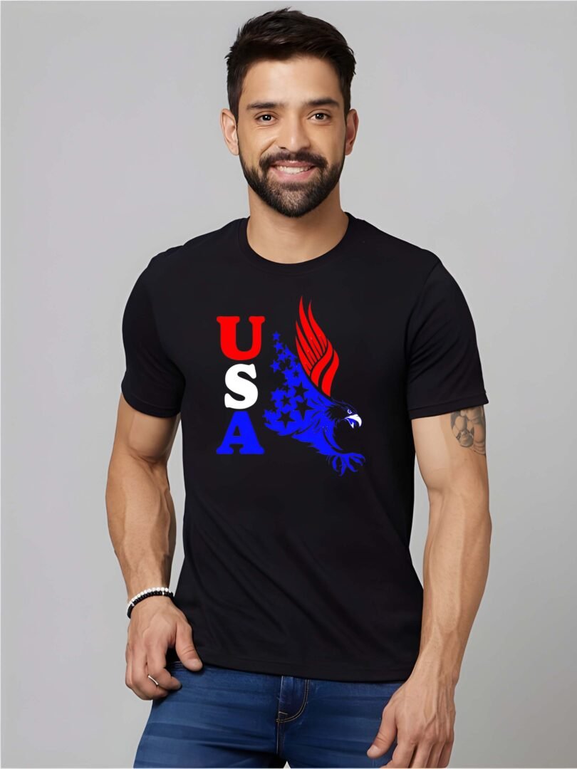 Black Graphic Print Cotton Regular T-Shirt for Men Casual Wear by Just Casual - Image 2