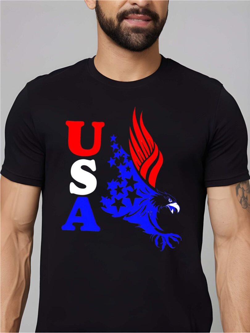 Black Graphic Print Cotton Regular T-Shirt for Men Casual Wear by Just Casual - Image 3