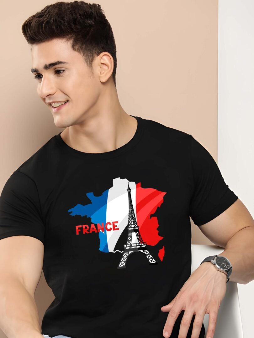 Black Graphic Print Cotton Regular T-Shirt for Men Casual Wear by Just Casual - Image 4