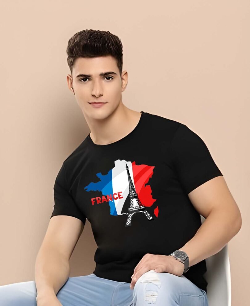Black Graphic Print Cotton Regular T-Shirt for Men Casual Wear by Just Casual - Image 2
