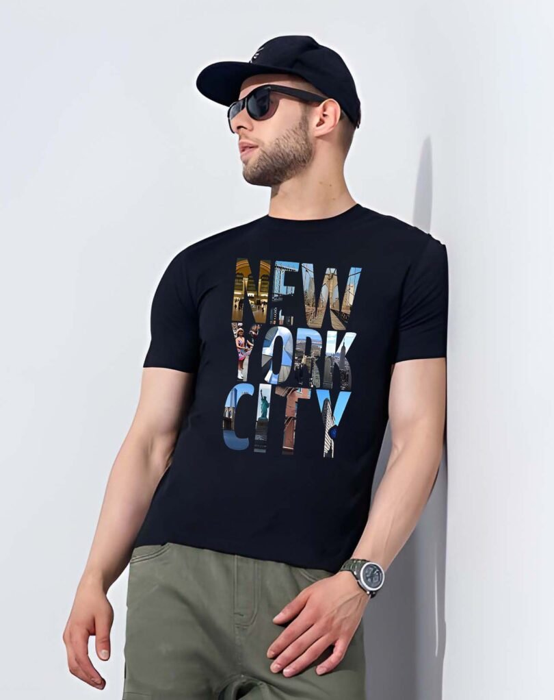 Black Graphic Print Cotton Regular T-Shirt for Men Casual Wear by Just Casual - Image 2