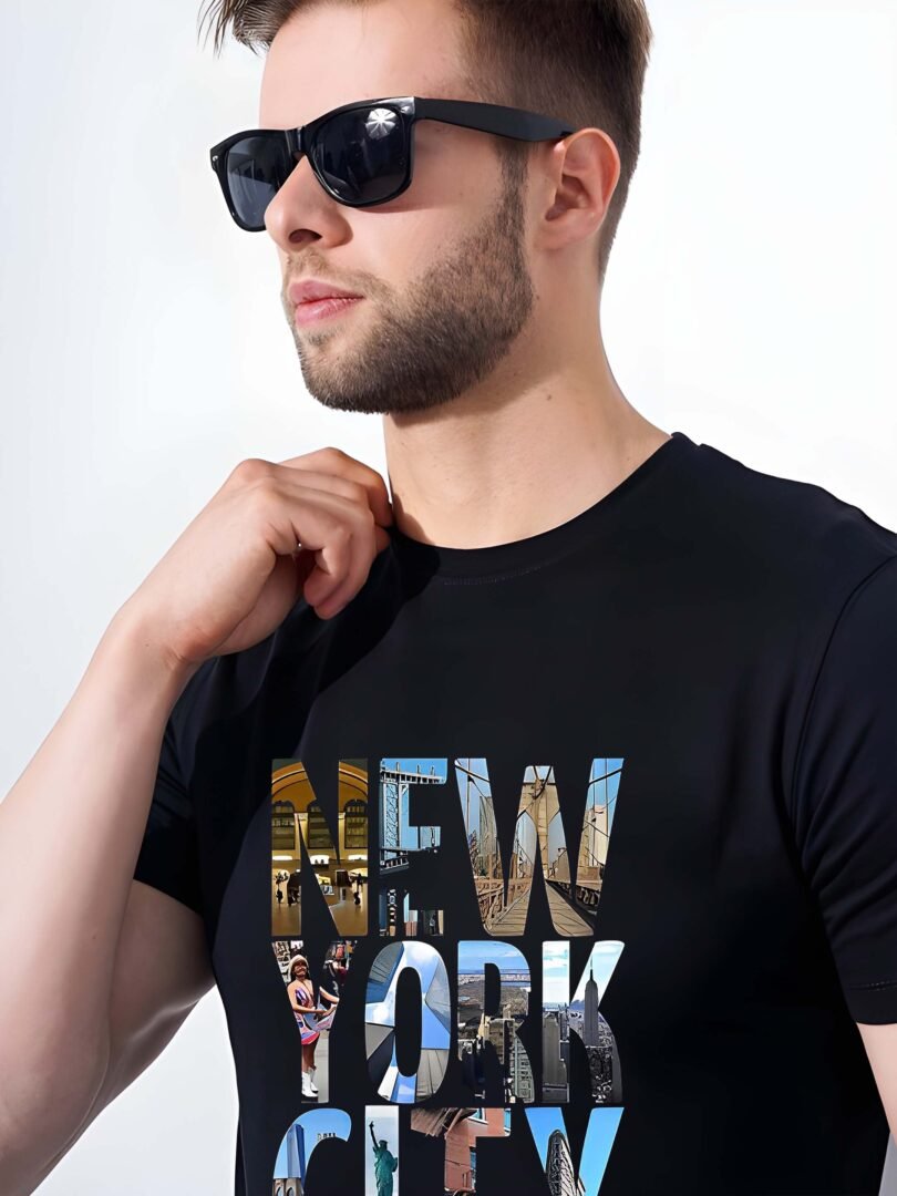 Black Graphic Print Cotton Regular T-Shirt for Men Casual Wear by Just Casual - Image 4