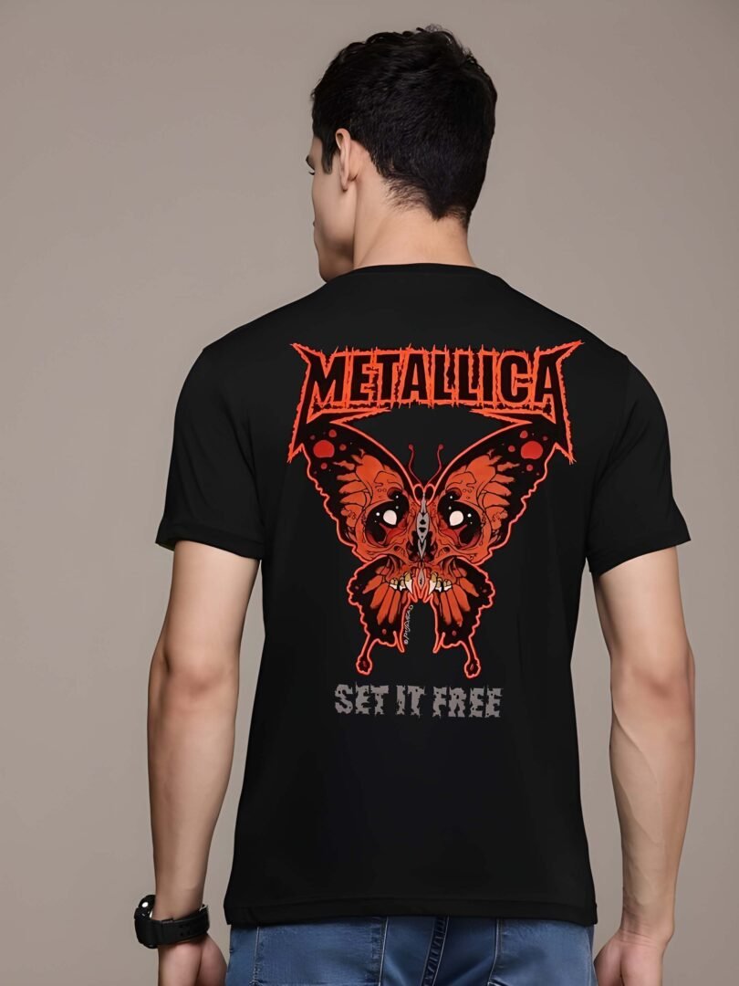 Black Graphic Print Cotton Regular T-Shirt for Men Casual Wear by Just Casual - Image 5
