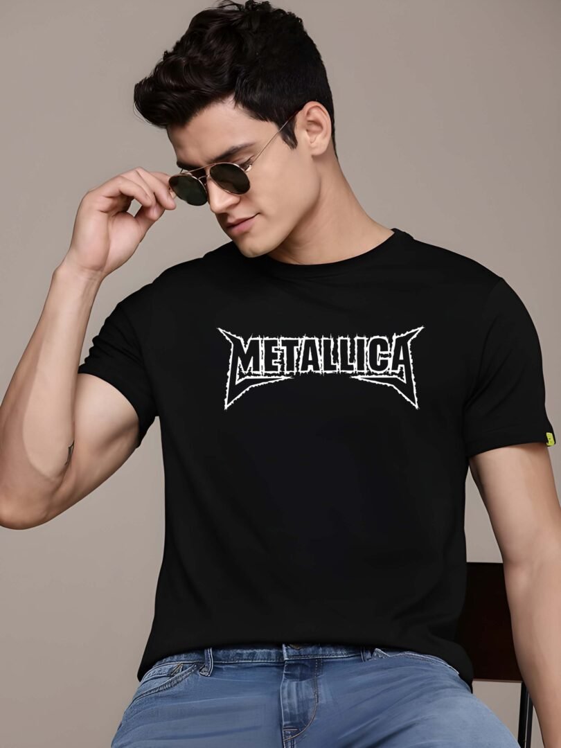 Black Graphic Print Cotton Regular T-Shirt for Men Casual Wear by Just Casual - Image 4