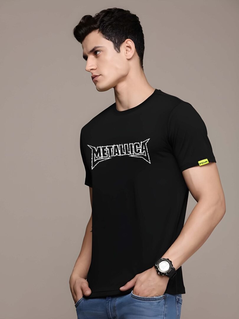 Black Graphic Print Cotton Regular T-Shirt for Men Casual Wear by Just Casual - Image 2