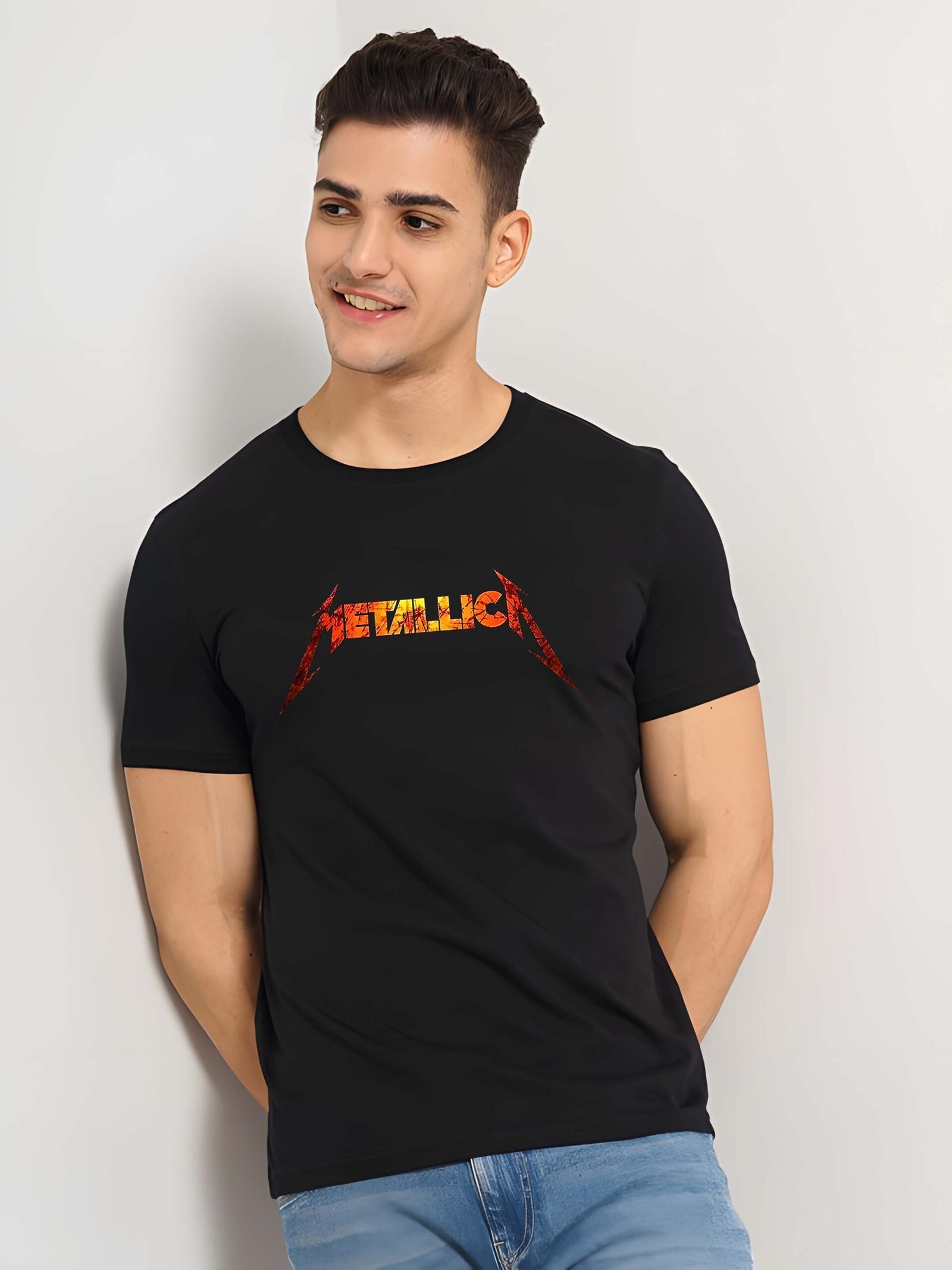 Black Graphic Print Cotton Regular T-Shirt for Men Casual Wear by Just Casual - Image 4