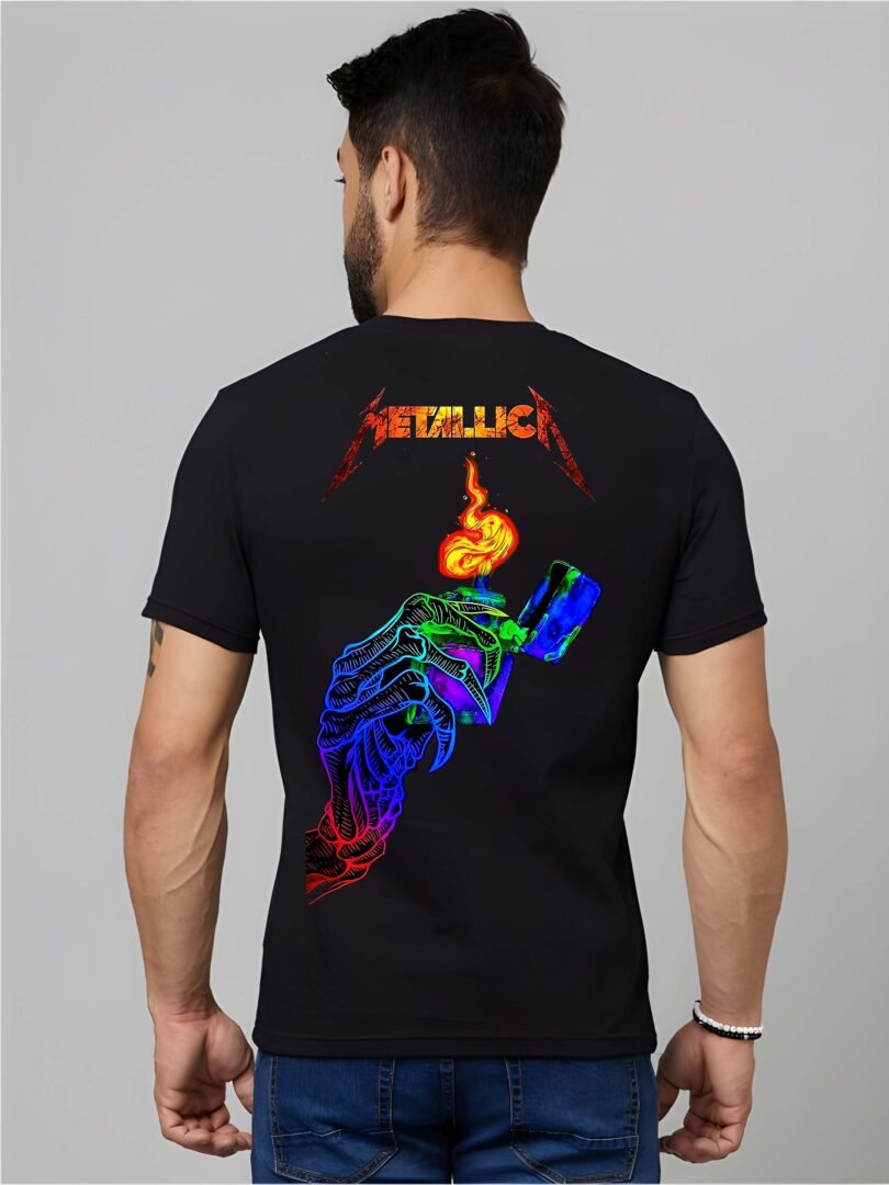 Black Graphic Print Cotton Regular T-Shirt for Men Casual Wear by Just Casual - Image 5