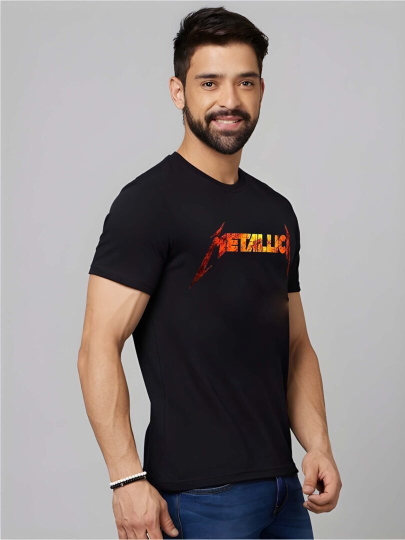 Black Graphic Print Cotton Regular T-Shirt for Men Casual Wear by Just Casual - Image 2
