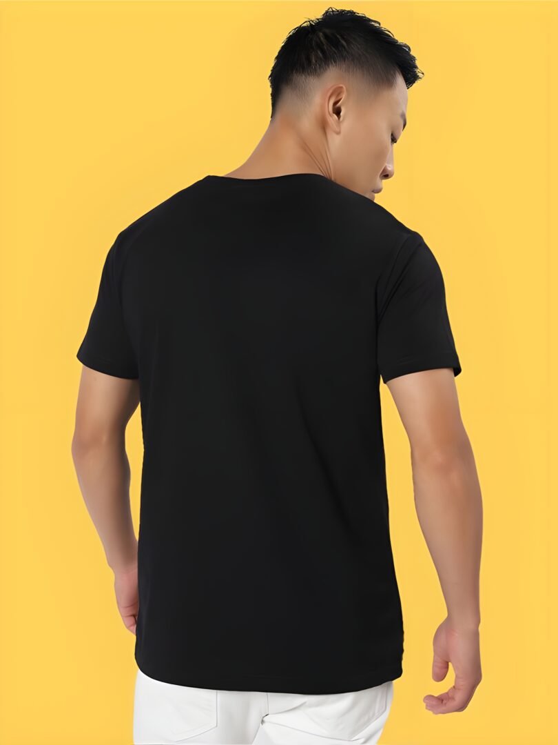 Black Graphic Print Cotton Regular T-Shirt for Men Casual Wear by Just Casual - Image 5