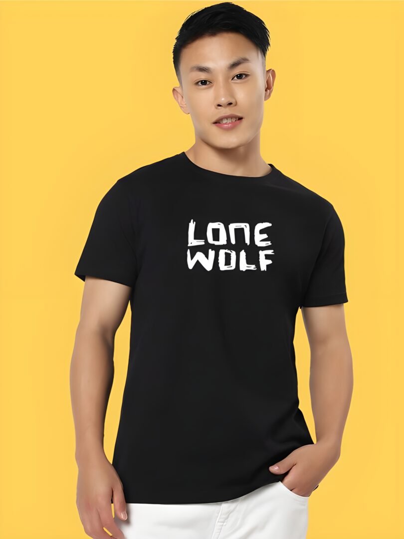 Black Graphic Print Cotton Regular T-Shirt for Men Casual Wear by Just Casual
