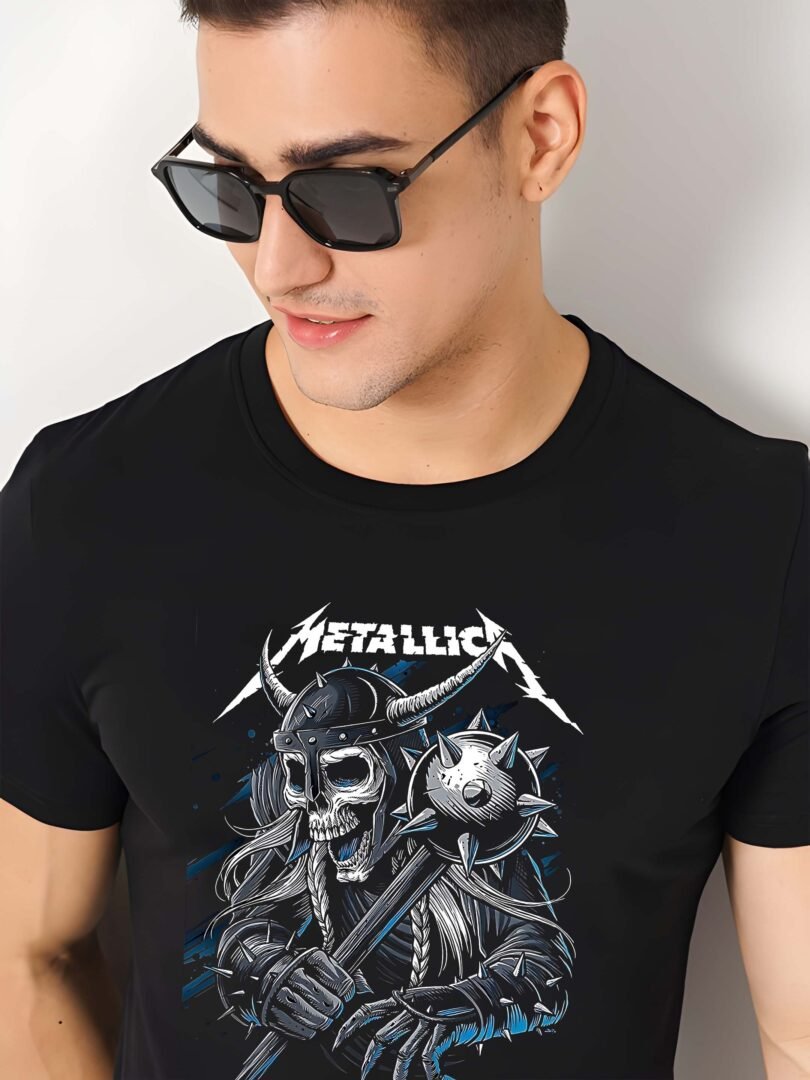 Black Graphic Print Cotton Regular T-Shirt for Men Casual Wear by Just Casual - Image 2