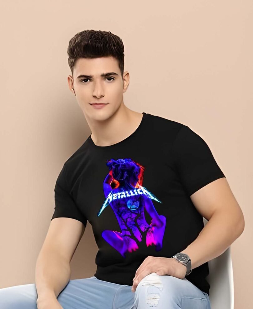 Black Graphic Print Cotton Regular T-Shirt for Men Casual Wear by Just Casual - Image 3