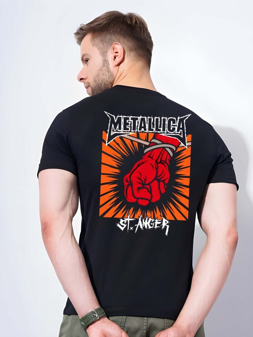 Black Graphic Print Cotton Regular T-Shirt for Men Casual Wear by Just Casual - Image 5