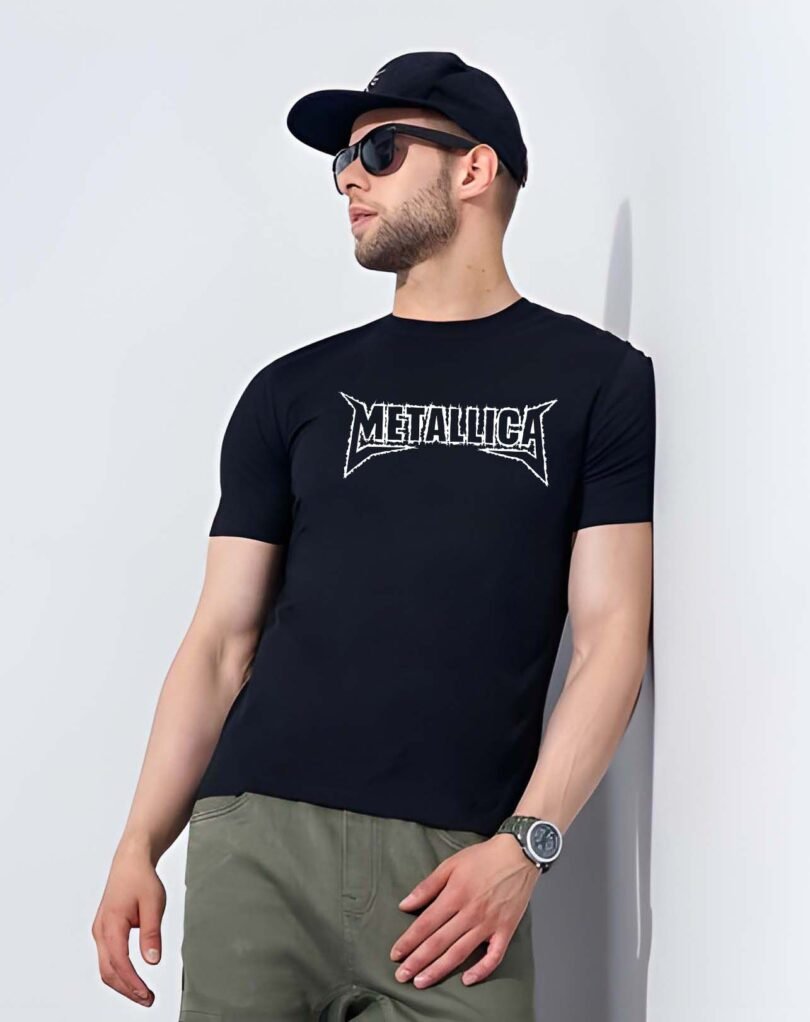 Black Graphic Print Cotton Regular T-Shirt for Men Casual Wear by Just Casual - Image 3