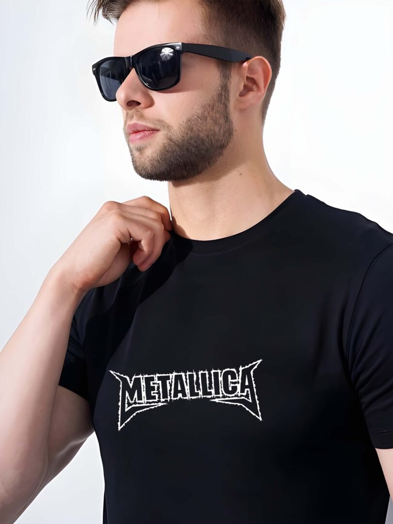 Black Graphic Print Cotton Regular T-Shirt for Men Casual Wear by Just Casual - Image 2