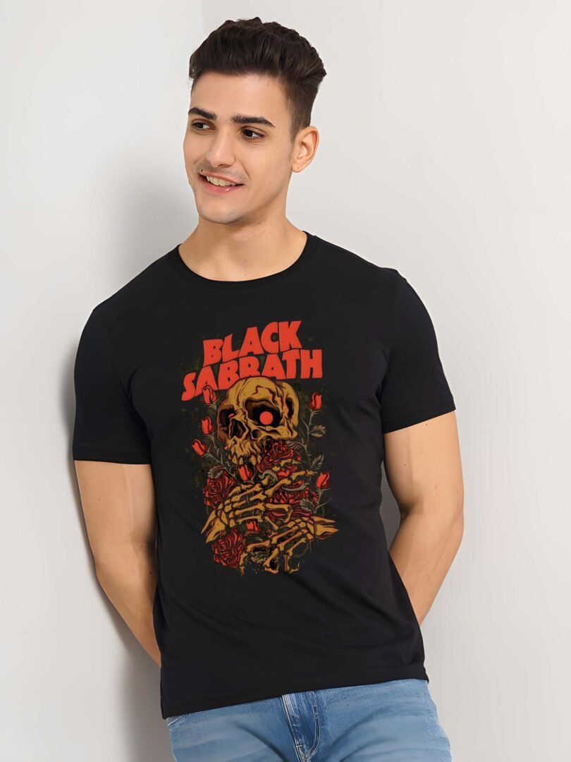 Black Graphic Print Cotton Regular T-Shirt for Men Casual Wear by Just Casual - Image 3