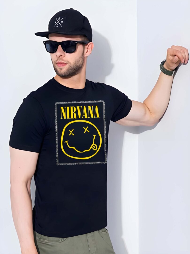 Black Graphic Print Cotton Regular T-Shirt for Men Casual Wear by Just Casual - Image 4