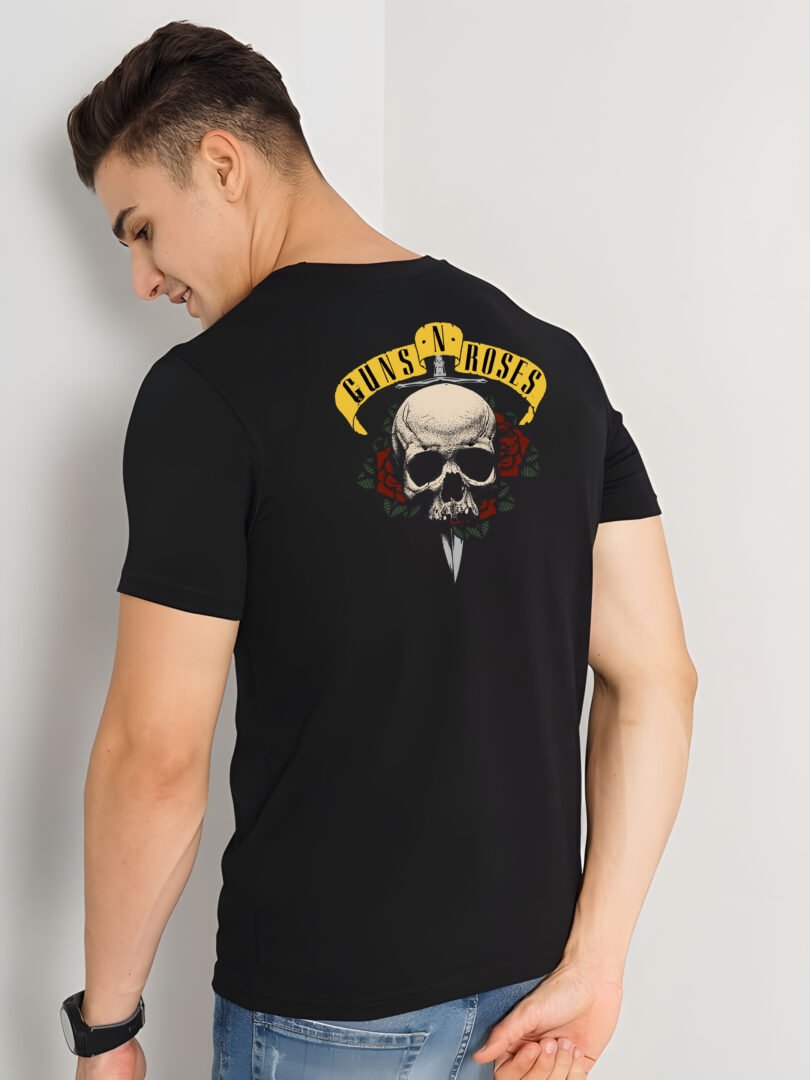 Black Graphic Print Cotton Regular T-Shirt for Men Casual Wear by Just Casual - Image 5