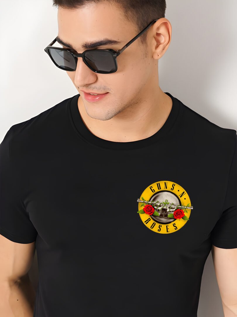 Black Graphic Print Cotton Regular T-Shirt for Men Casual Wear by Just Casual - Image 3