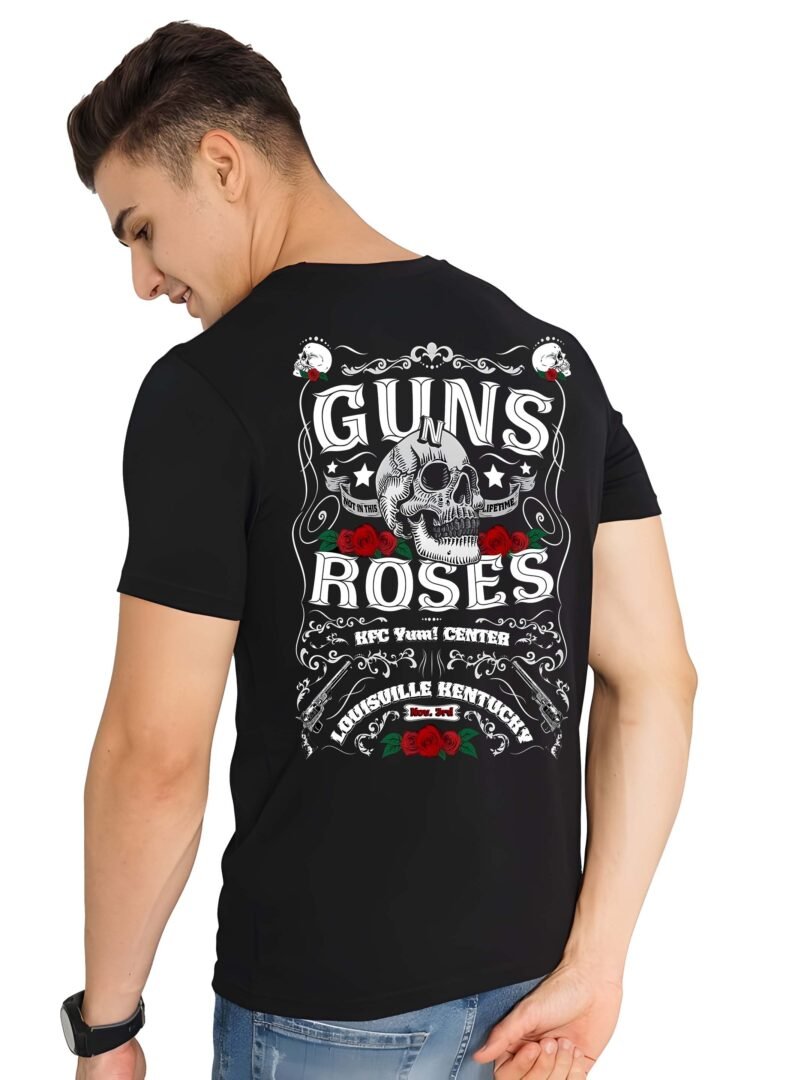 Black Graphic Print Cotton Regular T-Shirt for Men Casual Wear by Just Casual