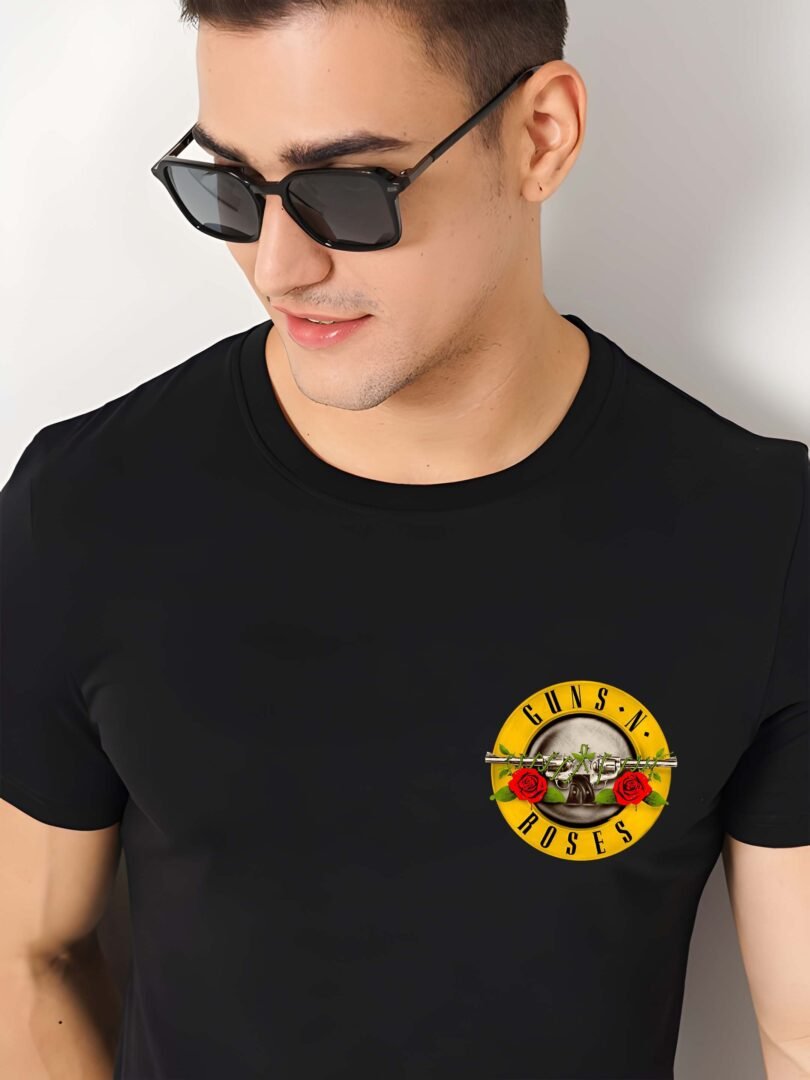 Black Graphic Print Cotton Regular T-Shirt for Men Casual Wear by Just Casual - Image 3
