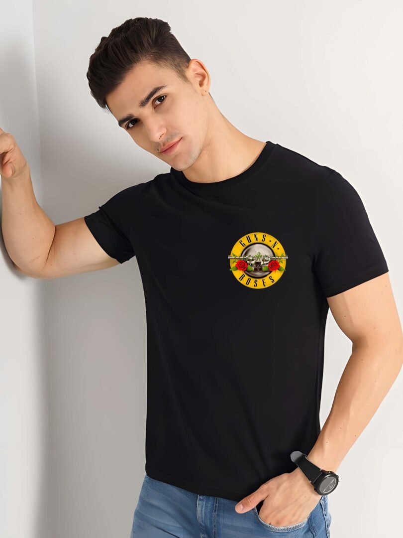 Black Graphic Print Cotton Regular T-Shirt for Men Casual Wear by Just Casual - Image 4