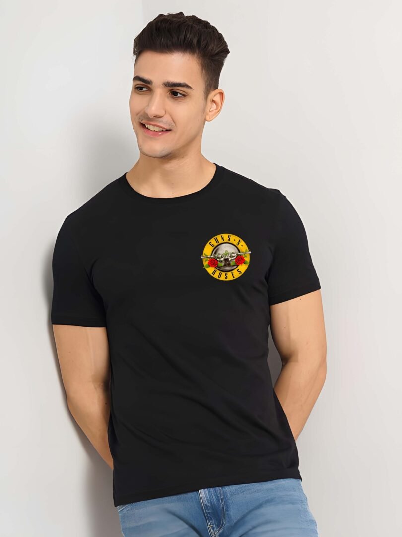 Black Graphic Print Cotton Regular T-Shirt for Men Casual Wear by Just Casual - Image 2