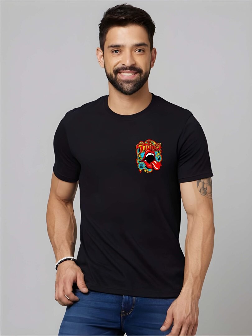 Black Graphic Print Cotton Regular T-Shirt for Men Casual Wear by Just Casual - Image 4