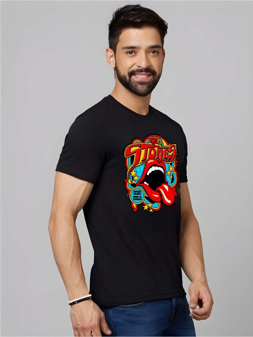 Black Graphic Print Cotton Regular T-Shirt for Men Casual Wear by Just Casual - Image 3