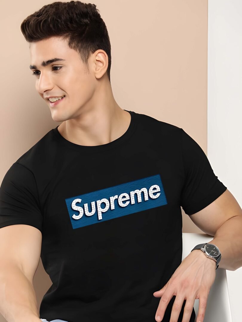 Black Graphic Print Cotton Regular T-Shirt for Men Casual Wear by Just Casual - Image 5