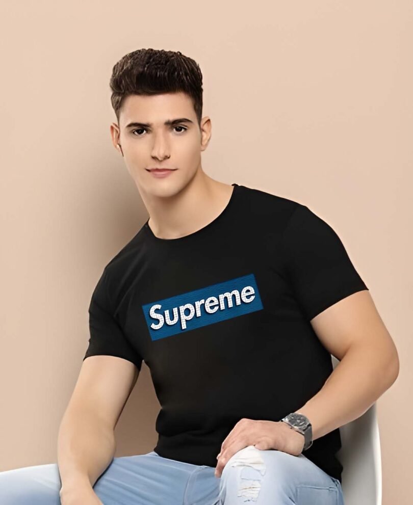 Black Graphic Print Cotton Regular T-Shirt for Men Casual Wear by Just Casual - Image 3