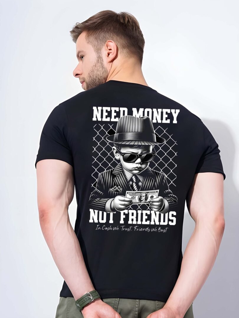 Black Graphic Print Cotton Regular T-Shirt for Men Casual Wear by Just Casual - Image 5