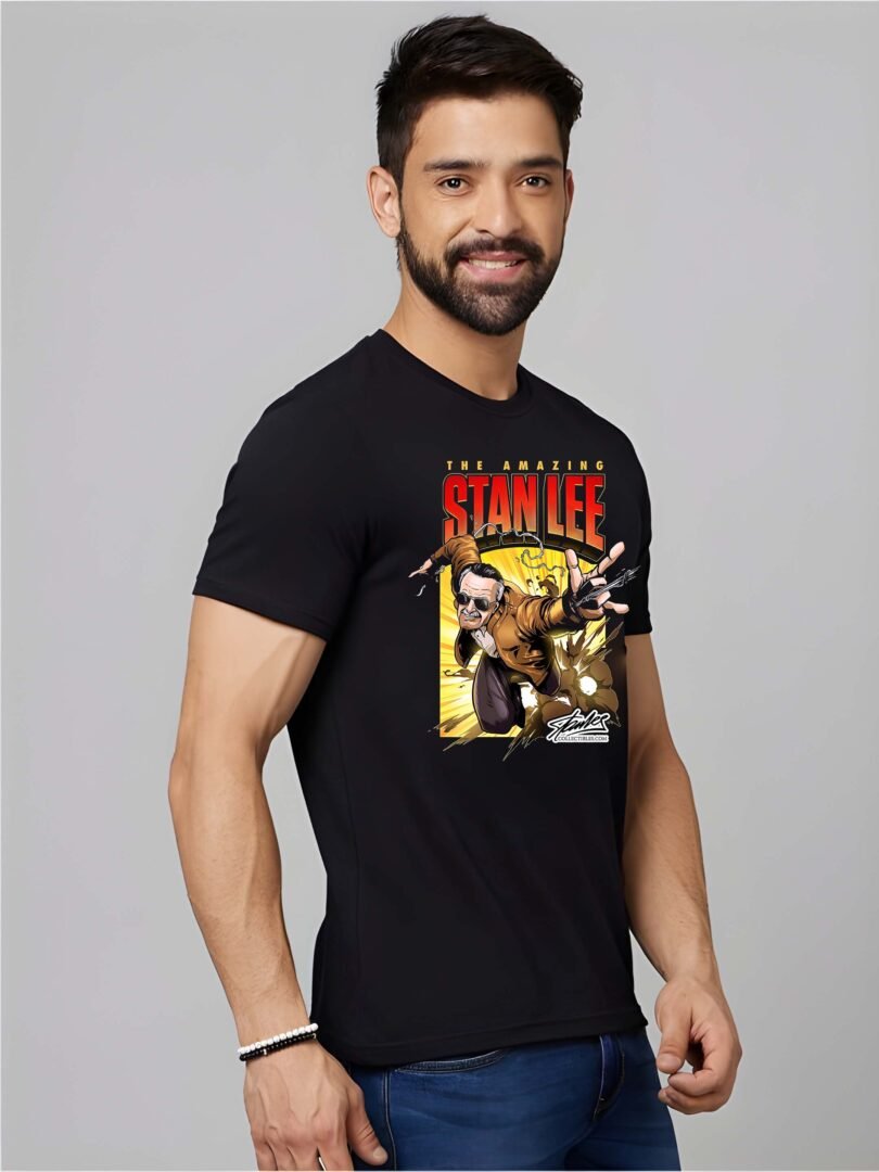 Black Graphic Print Cotton Regular T-Shirt for Men Casual Wear by Just Casual - Image 2